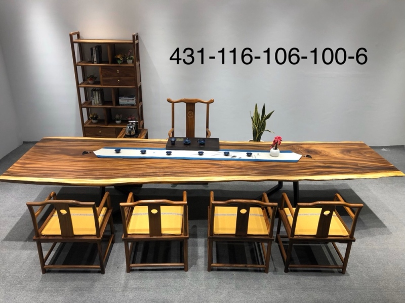 Single board boutique South American walnuts wood log solid wood large plate tea table desk natural sides 431 *107 * 6