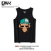 Khỉ in áo vest nam không tay cỡ lớn thả lỏng thể thao giải trí vest vai đường phố thời trang hip hop cotton - Áo vest cotton áo khoác blazer nam hàn quốc Áo vest cotton