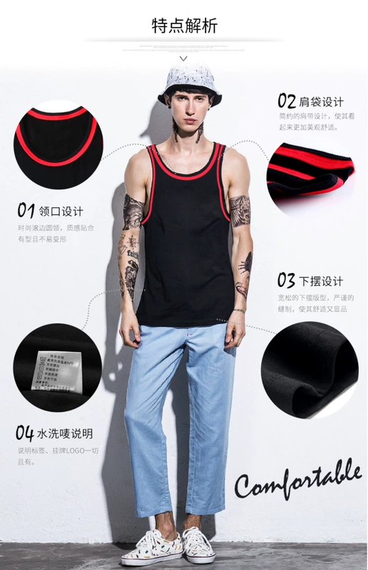 Bull 23 áo vest nam thanh niên thể thao giản dị cotton thoáng khí áo vest mồ hôi áo thun 3 lỗ