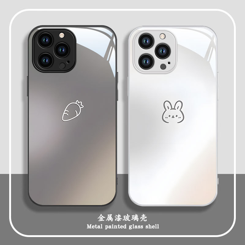Suitable for Apple 16 Phone Case, 15 Pro Max New Model, iPhone 14 Pro for Men and Women, 12 High-End Feel, Plus Light Luxury Style, Couple Full Coverage, Simple Rabbit 8 Anti-Drop 7 Protective Case, 13 Fashionable 6 Cartoon