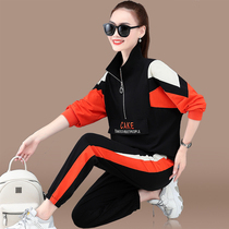 Sports set women Spring and Autumn 2020 new fashion large size loose long sleeve casual running clothes sweater two-piece tide