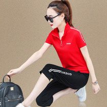 Short-sleeved Capri pants sports set womens summer 2020 new fashion loose cotton running clothes casual two-piece set