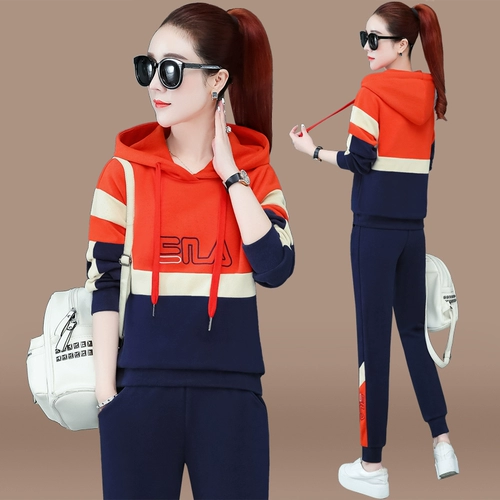 Спортивный костюм, модный лонгслив, комплект, коллекция 2021, в западном стиле, большой размер, для бега