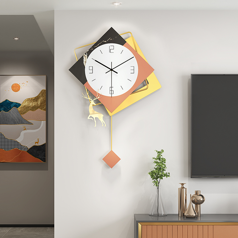 Net red clock living room hanging bell minimalist modern home fashion light lavish atmosphere personality hanging wall Nordic Decorative Clock