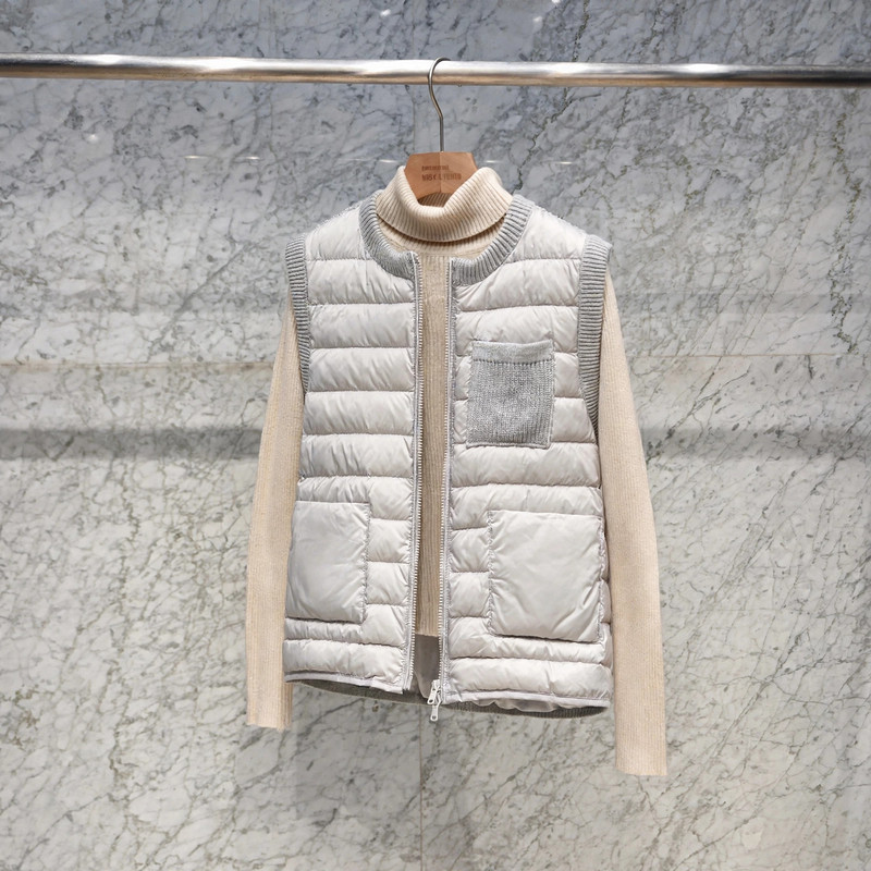 High-Quality 90 White Goose down Wool Spliced down Vest for Women 2026 Autumn and Winter Fashionable Sleeveless Warm Slimming Vest