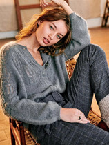 Spring and autumn mohair knitted cardigan new color new hollow button crochet French sweet niche pick hole jacket women