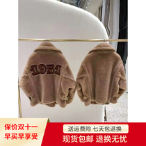 Limited edition teddy short coat max lamb fur camel color khaki green thickened horn buckle 70 years coat r