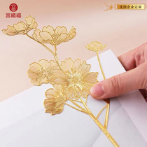 Hand-in-heart Happiness Flowers Gsamantha Gold Plated Metal Bookmark the Palace Museum Ventron China Wind Birthday Gift customization