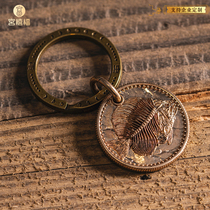 New innovation Palace style Palace style State Wind China Chauven Worm Original Fish Bone Stray Coins Bronze Key Pendants Pendant