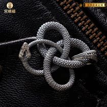 New Mans Palace Museum Style State Wind Power China Chauven Worm Original Pure Silver Retro Phagoco Tail Snake Pendant