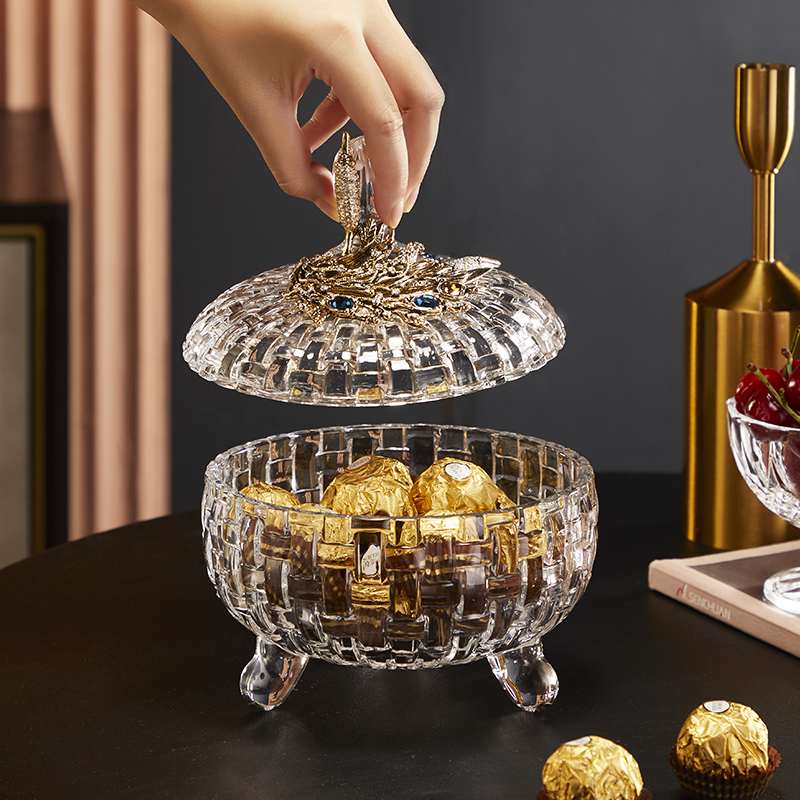 Northman transparent glass candy jar high foot food grade storage jar exquisite retro decorative storage jar ornaments