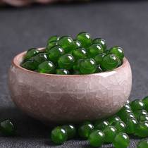 Jasper loose beads semi-finished Xinjiang Hetian spinach green chalcedony DIY handmade beaded woven bracelet necklace bag
