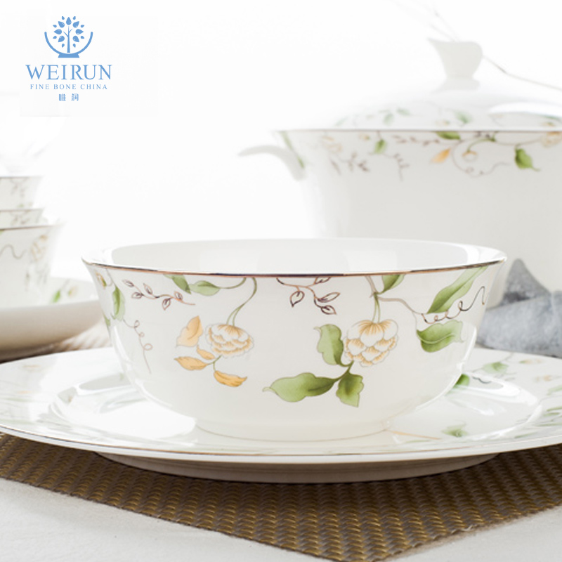 Only embellish tangshan 24 head ipads China tableware suit Chinese style household contracted on the ceramic glaze color bowl plate combination