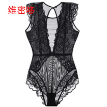Vimilo-style plastic body conjoined sexy ultra-thin lace mesh yarn hollowed-out and translucent without marks for the summer
