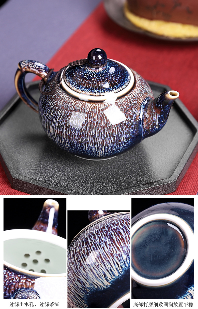 Teapot tea red glaze, suits for domestic high - grade office lounge 12 pieces of pure manual ceramic kung fu tea cups