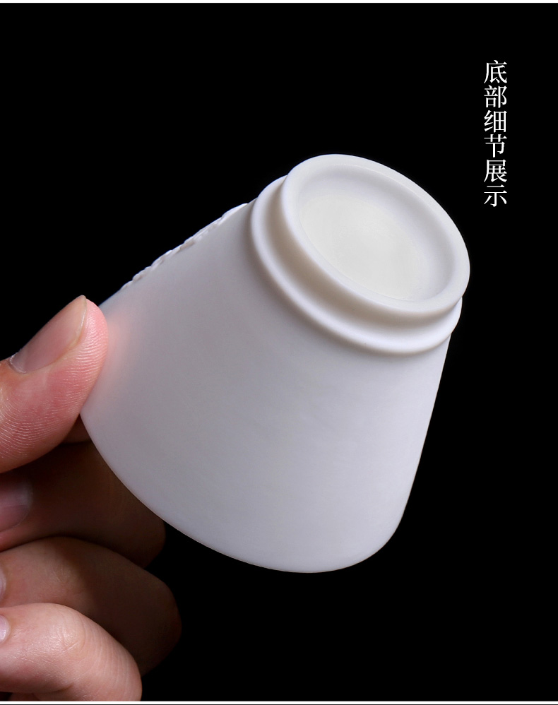 Dehua white porcelain cups 8 only suit ceramic suet jade master kung fu tea family tea cup cup