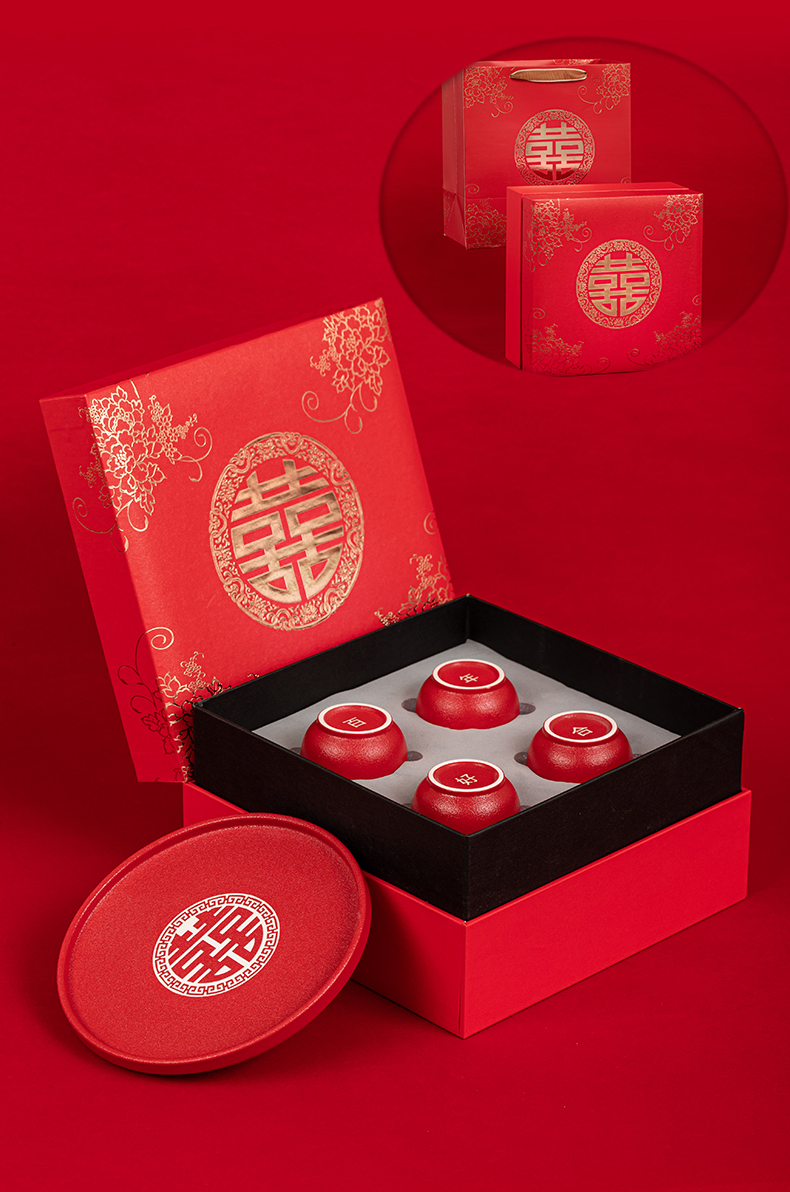 I xi suits for question new wedding ceramic cups red of Chinese style tea tray was gift boxes custom lettering