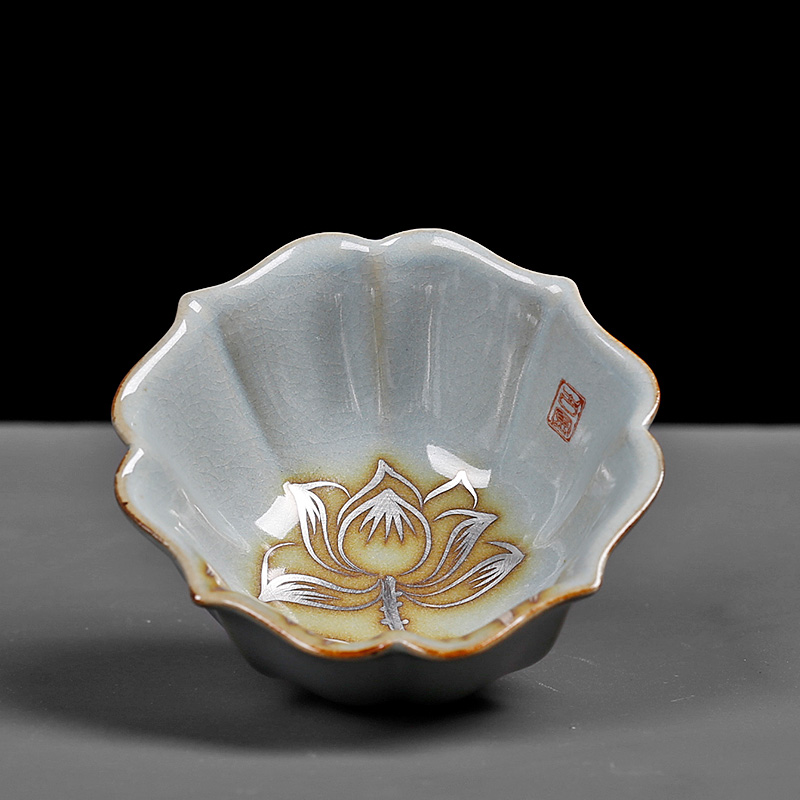 Ru up market metrix who tea cup single cup large ceramic sample tea cup single open piece of ice to crack glaze kung fu tea cup