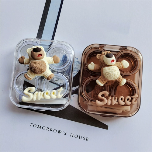 Милая невидимая коробка для хранения, портативные очки, с медвежатами