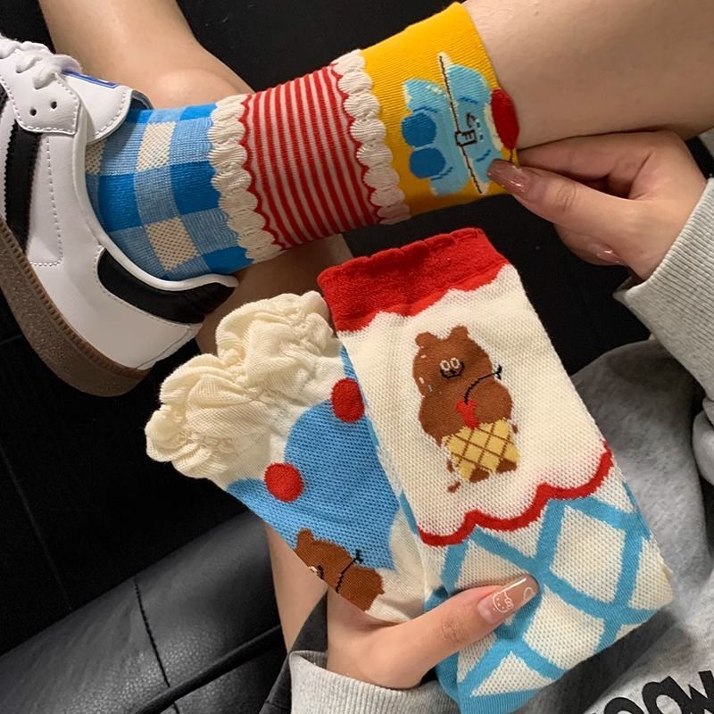 I Ate Cookies Today! Summer Thin Dopamine Trendy Socks Cute Cartoon Bear Women's Socks Glass Silk Mid-Calf Socks I Ate Cookies Today! Summer Thin Dopamine Trendy Socks Cute Cartoon Bear Women's Socks Glass Silk Mid-Calf Socks
