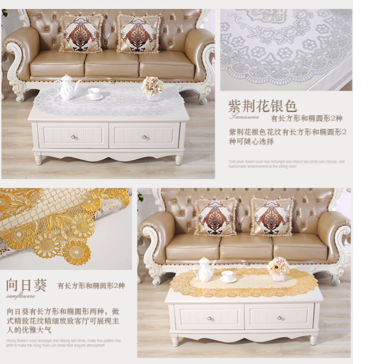 Châu Âu PVC nóng vàng bạc bàn cà phê mat bàn cà phê vải khăn trải bàn chống nóng pad rửa miễn phí giả vải bàn mat placemat khăn trang trí bàn ăn