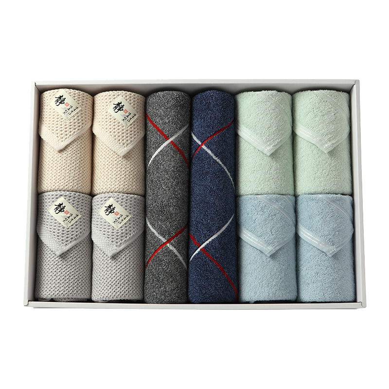 Jingfulai 100% Cotton Colorful Striped Towels, Pure Color Elegant Face Towels, Honeycomb Face Towels, 10-Piece Luxury Gift Box Set Jingfulai 100% Cotton Colorful Striped Towels, Pure Color Elegant Face Towels, Honeycomb Face Towels, 10-Piece Luxury Gift Box Set