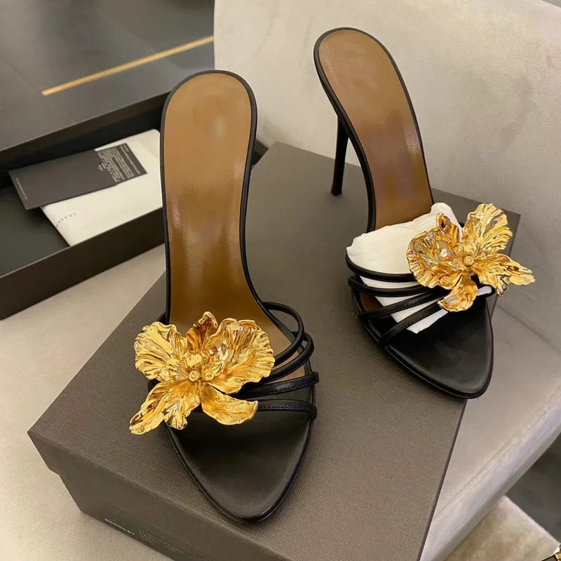 2026 New Summer Metal Flower French-Style Stunning Fashion Sandals for Women, Thin-Heeled High Heels, Black Sandals 2026 New Summer Metal Flower French-Style Stunning Fashion Sandals for Women, Thin-Heeled High Heels, Black Sandals