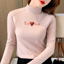  Bottoming shirt womens autumn and winter German velvet semi-high neck Western style t-shirt womens 2020 new black spring and autumn all-match top