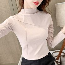  Bottoming shirt womens autumn and winter 2020 new inner black long-sleeved t-shirt semi-high neck German velvet spring and autumn all-match top