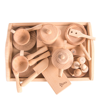 Wooden Mini Kitchen Girl Food Play Western-style Little Cookware Genuine Cooking Toy Suit Children Birthday Presents Boy