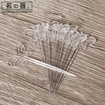 Fruit fork set Creative disposable fruit fork Household small fork Plastic fruit sign fruit plug transparent butterfly fork