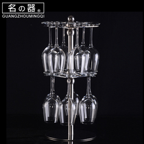 Famous stainless steel double-layer red wine glass holder High-legged wine glass holder Wine glass holder Champagne glass holder can hang 12 cups