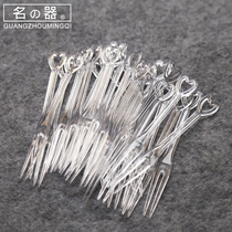 Fruit fork set creative disposable fruit fork Household small fork Plastic fruit sign fruit plug transparent heart-shaped fork