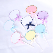 Blank writing cake plug-in pink rabbit handwritten blessing dessert table plug-in flag blue birthday decoration plug-in