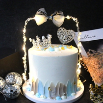 Net Red Pearl bow arch cake decoration tassel diamond wire birthday dessert table plug-in wedding decoration