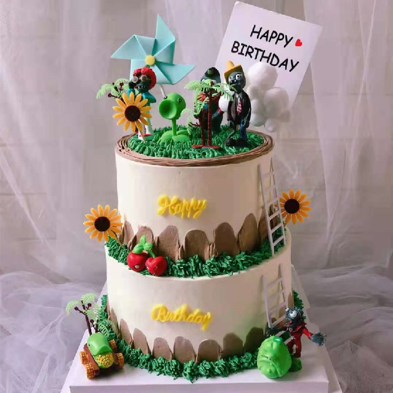 Plant Wars zombie Corpse Cake Decoration Pendulum children's birthday Halloween party baking plug-in Dress Costume