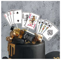 Net Red fight landlord cake decoration mahjong playing cards every bet will win a male god dad boyfriend birthday flag