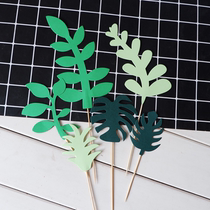 Leaf forest theme cake decoration dinosaur leaves Flower party cake decoration green leaf tree dessert table