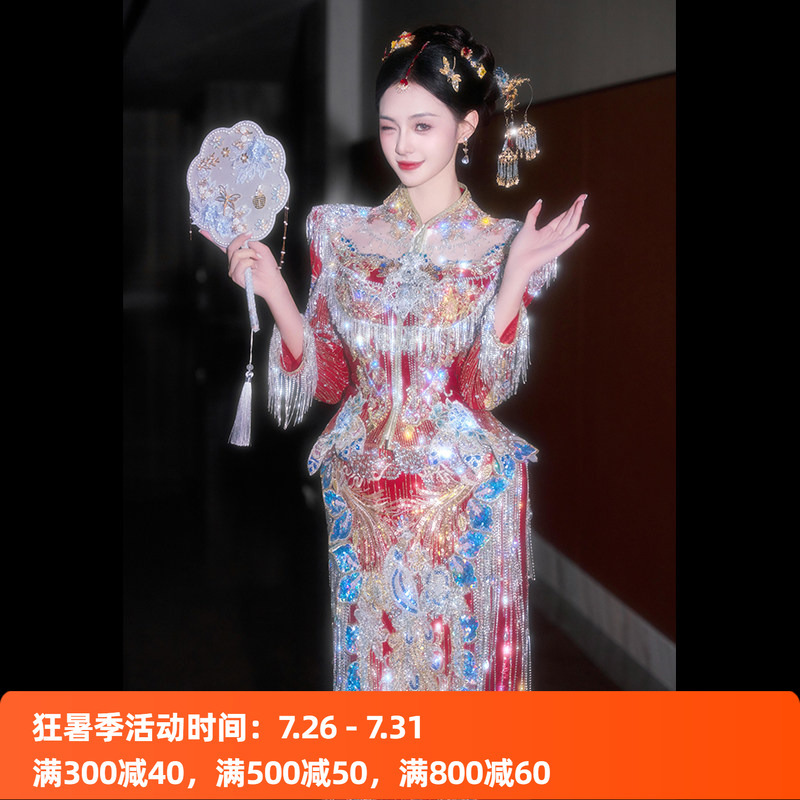 Fishtail Xiuhe Wedding Dress 2026 New Style Bride New Chinese Style Heavy Craft Luxury Petite Engagement Wedding Dress Toasting Dress Fishtail Xiuhe Wedding Dress 2026 New Style Bride New Chinese Style Heavy Craft Luxury Petite Engagement Wedding Dress Toasting Dress