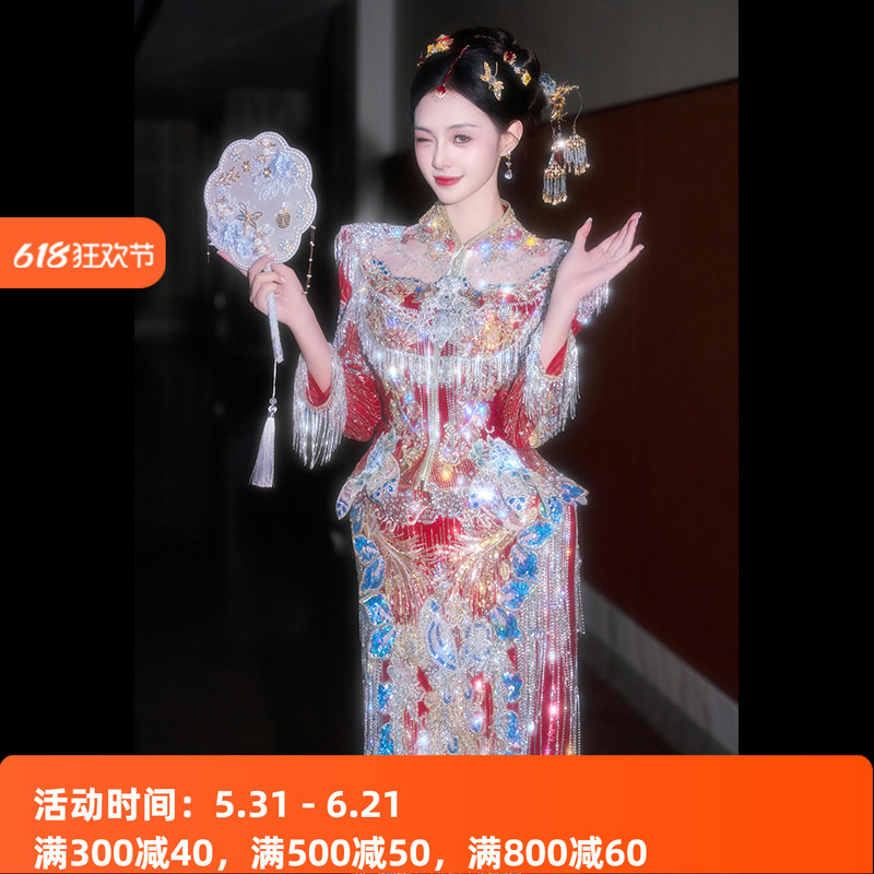 Fishtail Xiuhe Wedding Dress 2026 New Style Bride New Chinese Style Heavy Craft Luxury Petite Engagement Wedding Dress Toasting Dress Fishtail Xiuhe Wedding Dress 2026 New Style Bride New Chinese Style Heavy Craft Luxury Petite Engagement Wedding Dress Toasting Dress