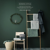  Living room bedroom wallpaper Nordic ins style solid color non-woven dark green wallpaper TV background wall American retro
