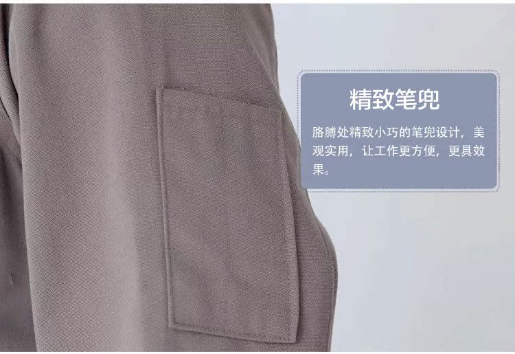 Trang trí công sở cotton phù hợp với nam và nữ áo sơ mi mùa xuân và mùa thu dài tay bảo hiểm lao động sửa chữa tự động quần áo làm việc mặc thêu tùy chỉnh quần giữ nhiệt