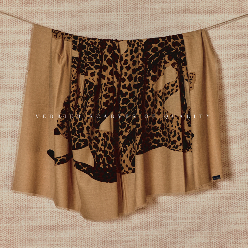 Luxury Leopard Print Old Money Style 100% Merino Wool Scarf for Women, Autumn and Winter Scarf, Shawl, Long Wrap for Women