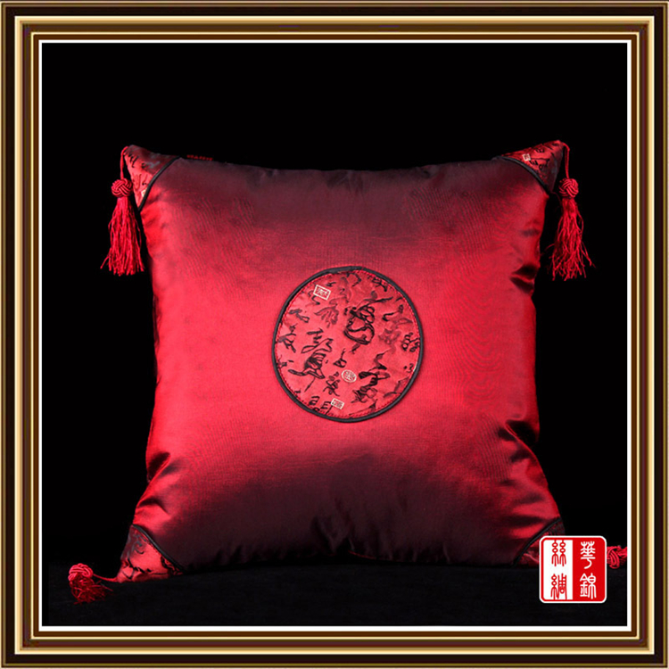 Gối gối Trung Quốc sofa gỗ gụ cổ điển nội thất văn phòng tựa lưng nap gối gối cưới màu đỏ gối tựa ghế sofa