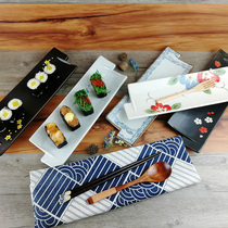 Day Style Hand-painted Ceramic Wrong Corner Rectangular Dish Cutlery Cutlery Fish Grilled Fish Head Disc Grilled Fish Sushi Parquet