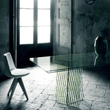 Итальянский импортный glas italia resconing stable прямоугольный полосатый стеклянный стол