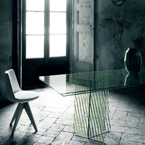 Итальянский импортный glas italia resconing stable прямоугольный полосатый стеклянный стол