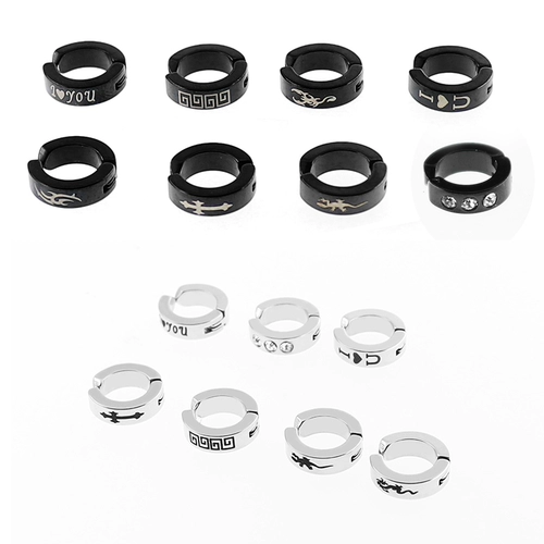 Мужские серьги из нержавеющей стали, черные модные клипсы, без проколов ушей, в корейском стиле