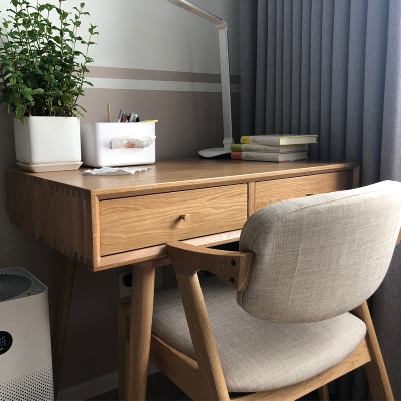 Nordic solid wood desk simple log desk Japanese-style desk small apartment home white oak cherry wood computer desk