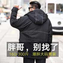 GxxH large size mens fat cotton clothes male fat man long coat plus fat big tide fat loose winter tide
